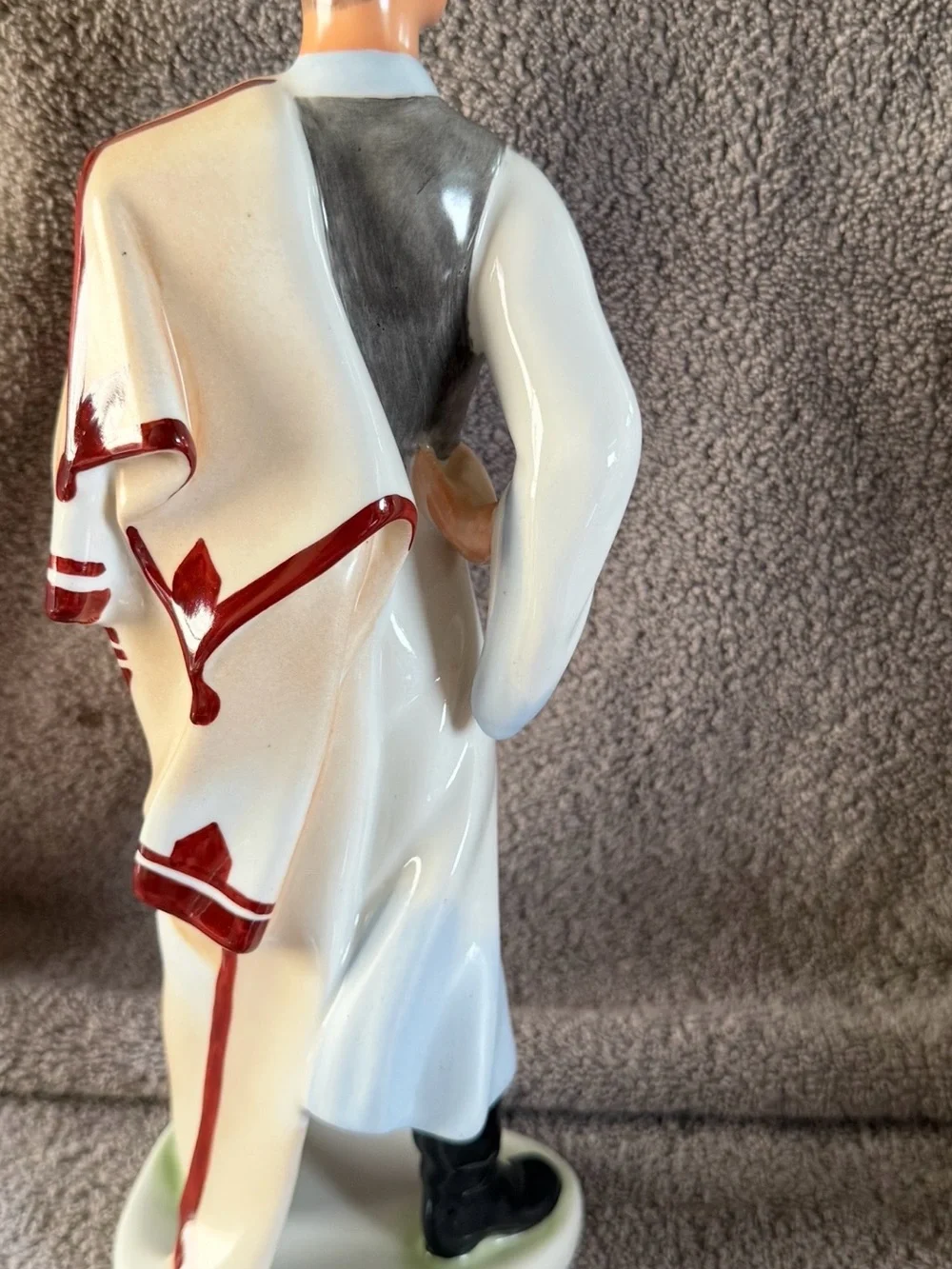 Vintage Porcelain Figurine with Cream & Red Accents